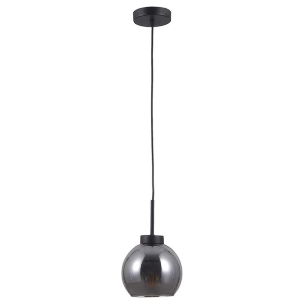 LAMPA wisząca POGGI PND-28028-1B Italux szklana OPRAWA kula ZWIS ball czarna przydymiona