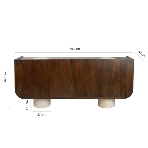 Szafka niska PAGODA MM001501100408 brązowa drewniana dekor marmuru 180cm