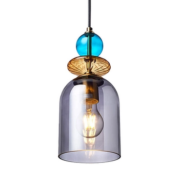 Lampa wisząca do salonu Tropea LP-2004/1P M SM szklana niebieska