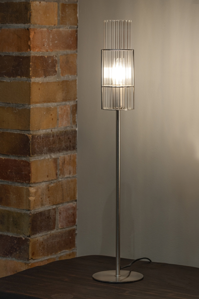 Lampka stołowa glamour Tubo 108558 Markslojd szklana srebrna