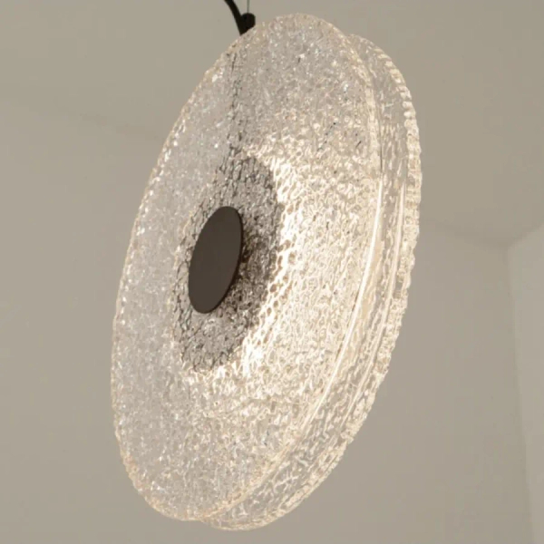 Szklana lampa zwisająca nad wyspę 23073 LED 8W 3000K dysk czarny