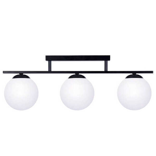 Przysufitowa lampa szklana GLOBE 1212 molekułowa czarny biały