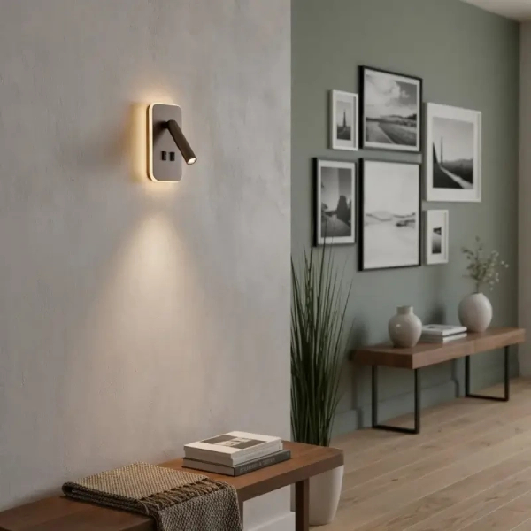 Ruchoma ścienna lampa Doria WL-83957-1-CF LED 8W 3000K do sypialni kawowy