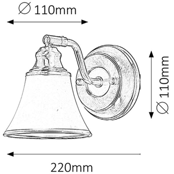 Klasyczna LAMPA ścienna GRANDO 6545 Rabalux klosz OPRAWA dzwon kinkiet bell retro patyna