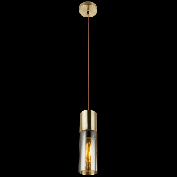 LAMPA wisząca ANNIKA 21000HM Globo szklana OPRAWA loftowy ZWIS tuba mosiężna bursztynowa