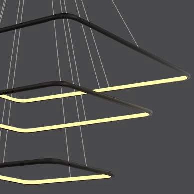 Biurowa LAMPA wisząca SLIM/000005/3000/B MDECO kwadratowa OPRAWA zwis LED 117W 3000K metalowy czarny