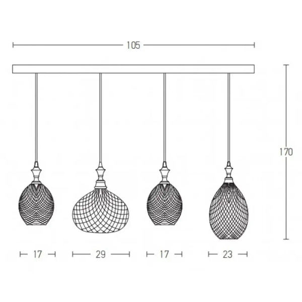 Podłużna sufitowa lampa 19240 szklana nad stół przydymiona szary czarny