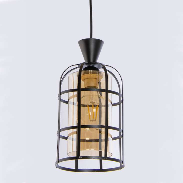 Druciana lampa wisząca VEN W-5007/1 BK industrialna czarny miodowy