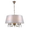 Klasyczna LAMPA wisząca SOLANA PND-28366-5A Italux abażurowa OPRAWA klasyczny ZWIS na łańcuchu brąz biały
