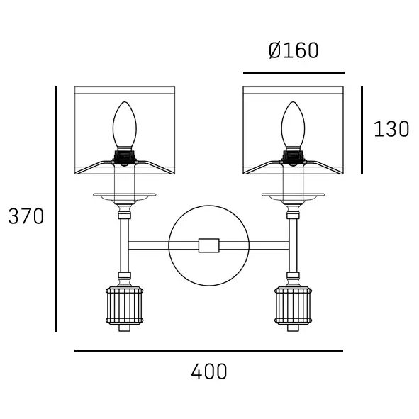 Abażurowa lampa ścienna SUTTON W02852BR-WH podwójna mosiądz biały