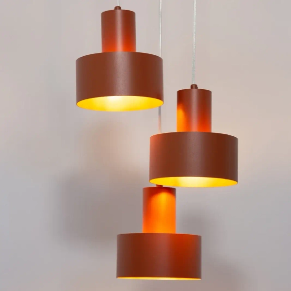 Metalowa lampa wisząca Rif 3 41167 do jadalni tuba ceglana