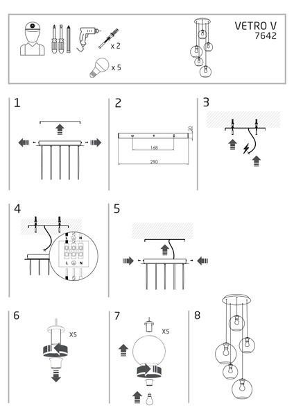 Przydymiona lampa wisząca Vetro 7642 szklane kule do sypialni