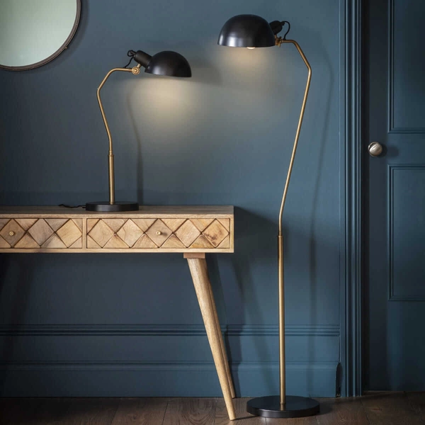 Biurkowa lampka do gabinetu Largo 95478 Endon aluminiowa czarna mosiężna