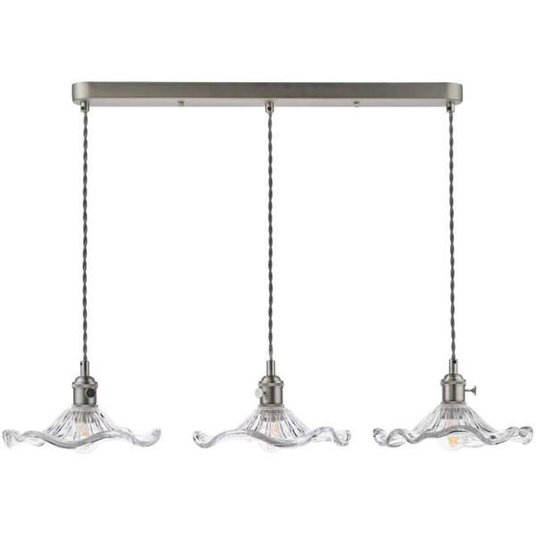 Wisząca lampa szklana Hadano HAD3661-12 falista chrom przezroczysty