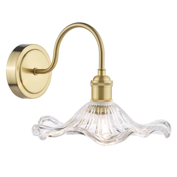 Szklany kinkiet ścienny Hadano HAD0740-12 falisty mosiądz przezroczysty