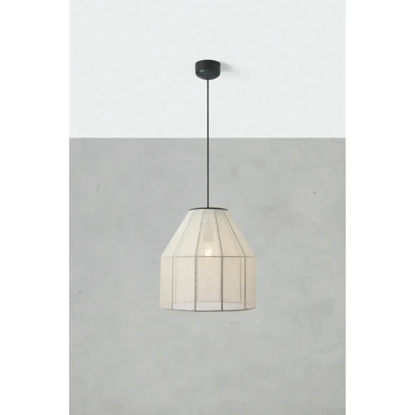Japandi zwisająca lampa Aiko 108956 lniana beżowy czarny