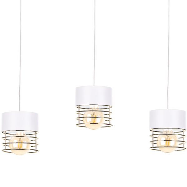 LAMPA wisząca KET1135 metalowa OPRAWA zwis na belce biały złoty