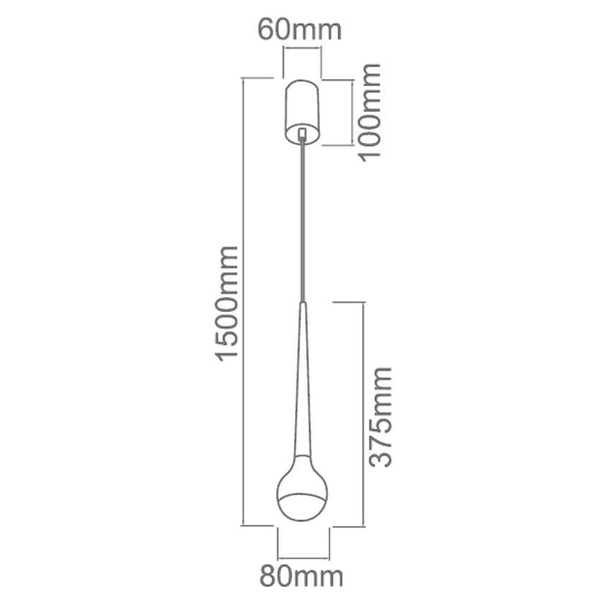 LAMPA wisząca Cappi Nero Orlicki Design metalowa OPRAWA zwis LED 5W 3000K łezka czarna
