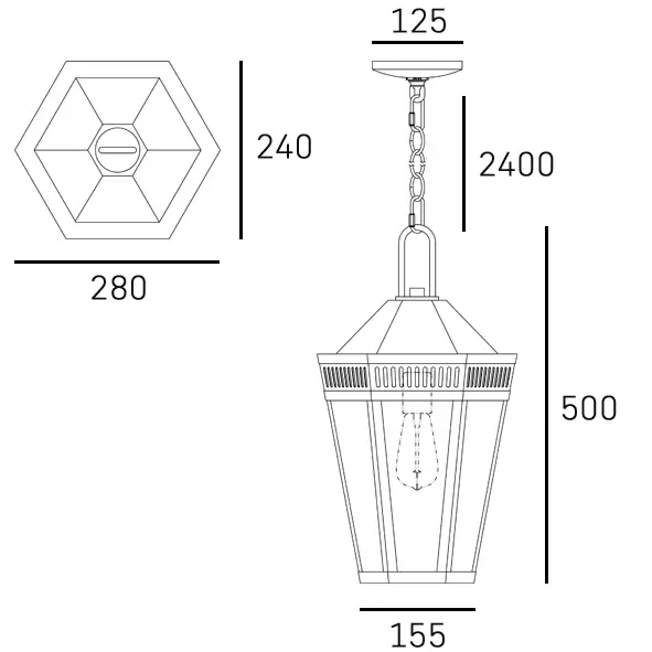 Zewnętrzna lampa wisząca Funchal P01156BK IP23 czarna