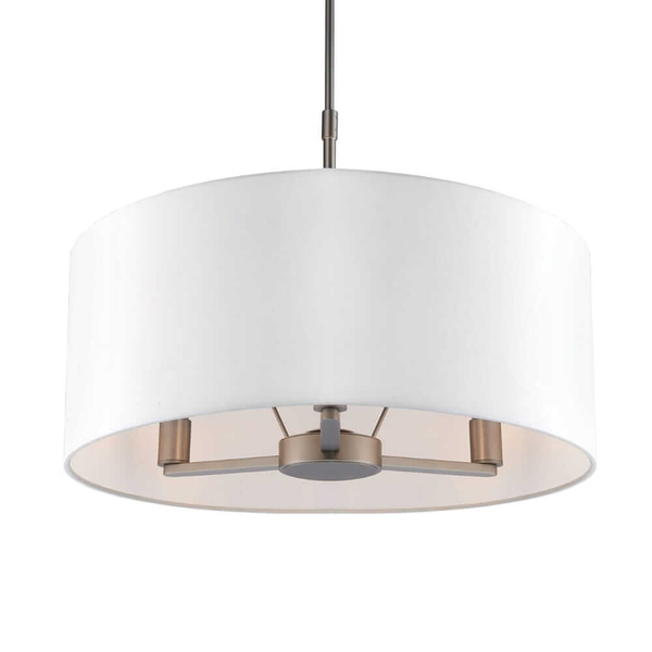 Materiałowa lampa wisząca Daley 60241 Endon abażur metal srebrny biały