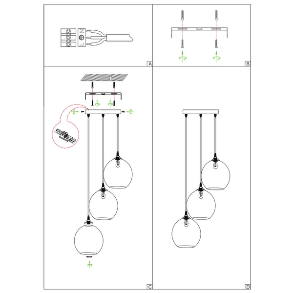Potrójna lampa wisząca Cepeda LE41963 miedziana czarna