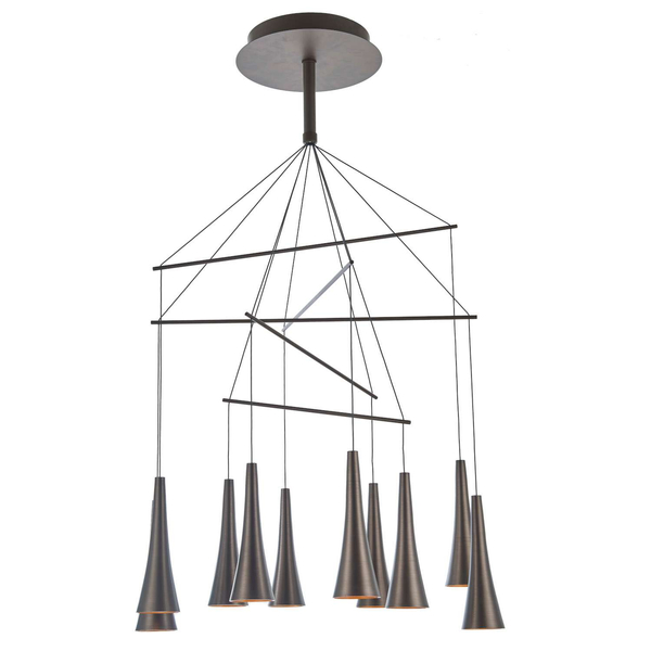 LAMPA wisząca LUCA MD16115-10A Italux metalowa OPRAWA zwis LED 50W 3000K kaskada stożki brązowe