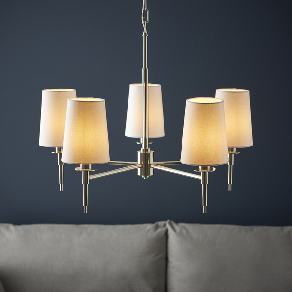 Żyrandol hampton L&-199457 Light& z abażurami białymi nikiel