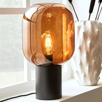 Stojąca lampka stołowa Brooklyn 108294 szklana brązowa czarna