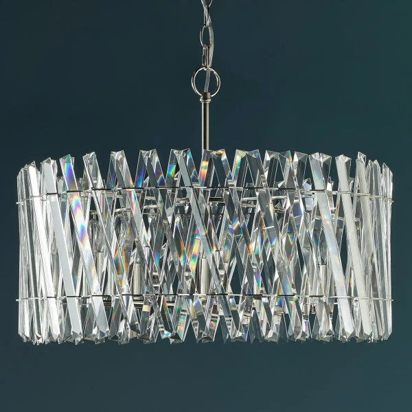 Kryształowa wisząca lampa Entwine ENT0838 do salonu glamour nikiel