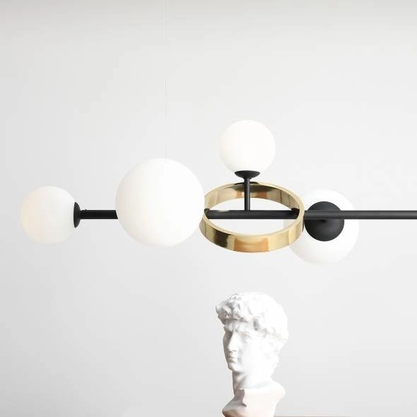 Wisząca lampa DIONE 1092K1 Aldex modernistyczna kule szklane sticks czarne
