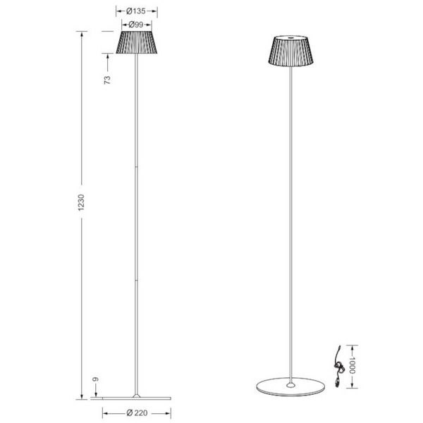 Stojąca lampa ledowa Suarez R47706149 LED 2W 3000K IP44 zielona