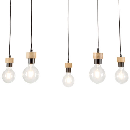 Lampa wisząca CLARTE 3491504 metalowa loftowy zwis pająk czarny drewno