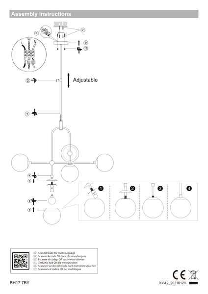 Lampa wisząca kule art deco L&-190842 Light& molekuły mosiądz