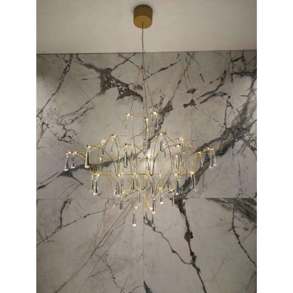 Wisząca LAMPA designerska SALAMANCA LE41324 Luces Exclusivas kryształowy żyrandol LED 20W 3000K do salonu złoty