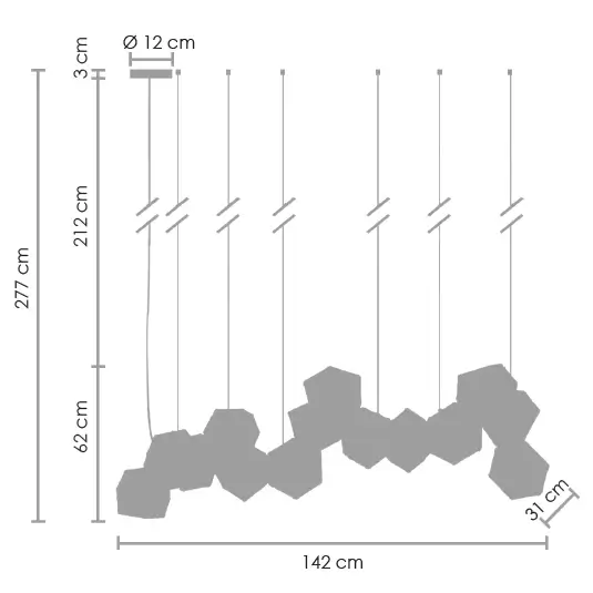 Futurystyczna wisząca lampa New geometry ST-8861-14 Step czarna złota