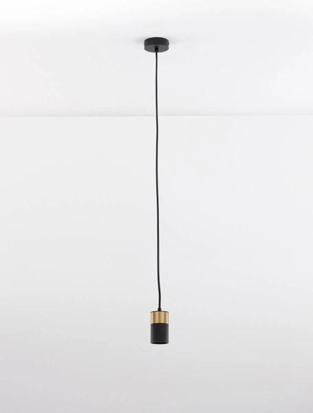 Nowoczesna lampa wisząca Cayes okrągły zwis czarny złoty