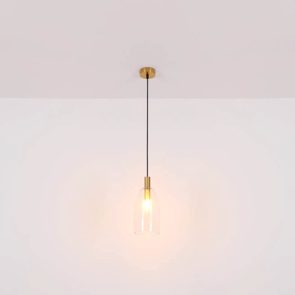 Potrójna wisząca lampa Garri 15789-3HM do jadalni szklana mosiądz