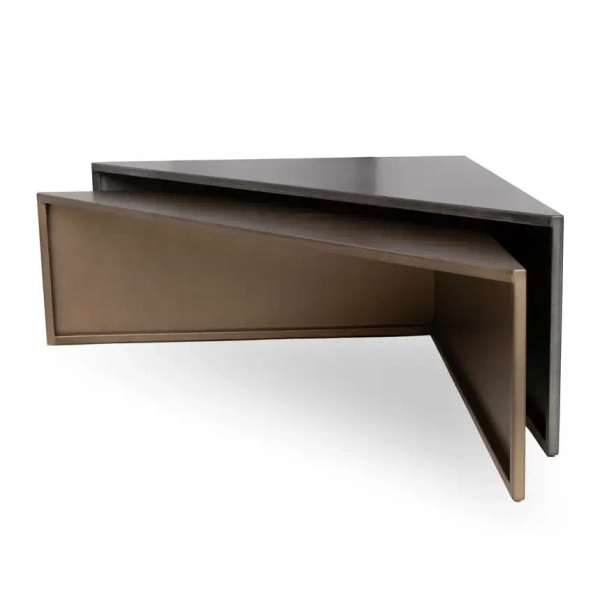 Kwadratowa ława KABUKI MM001501100376 czarna złota metalowa 98cm