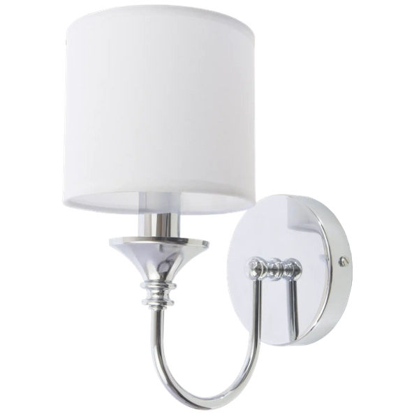 Abażurowy kinkiet pokojowy Abu Dhabi klasyczny biały chrom