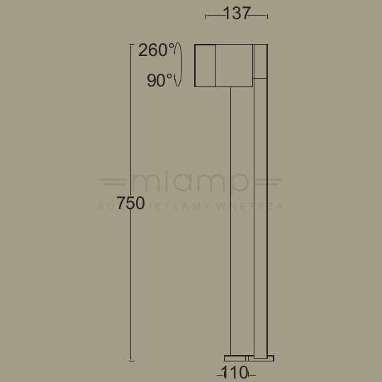 Słupek ogrodowy CUBA 7193802118 regulowany LED 12W 3000K IP54 szara