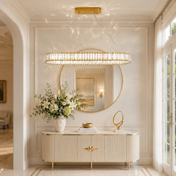 Wisząca lampa glamour ADONIS złota ST-8877P-100 1xLED 15W 3000K owalna