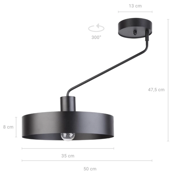 Plafon LAMPA sufitowa JUMBO 31529 Sigma metalowa OPRAWA natynkowa na wysięgniku czarna