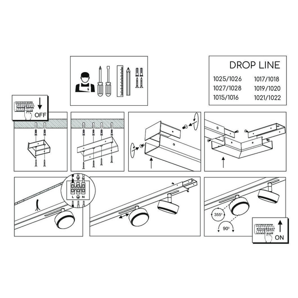 System modułowy z lampami Drop 1026 BROSline metalowy biały