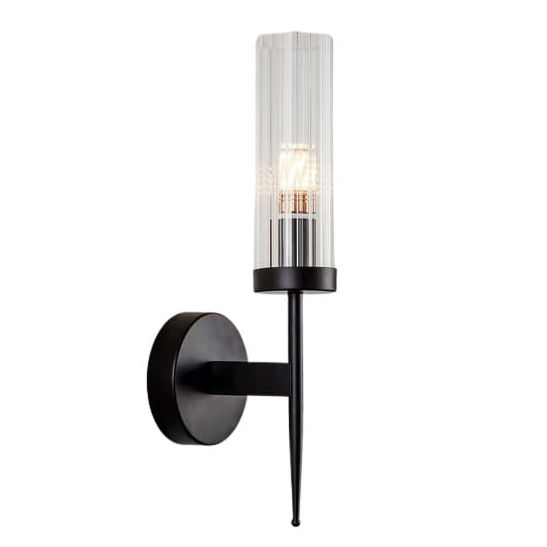 Czarny kinkiet nowoczesny CGTORK szklana lampa ścienna do holu