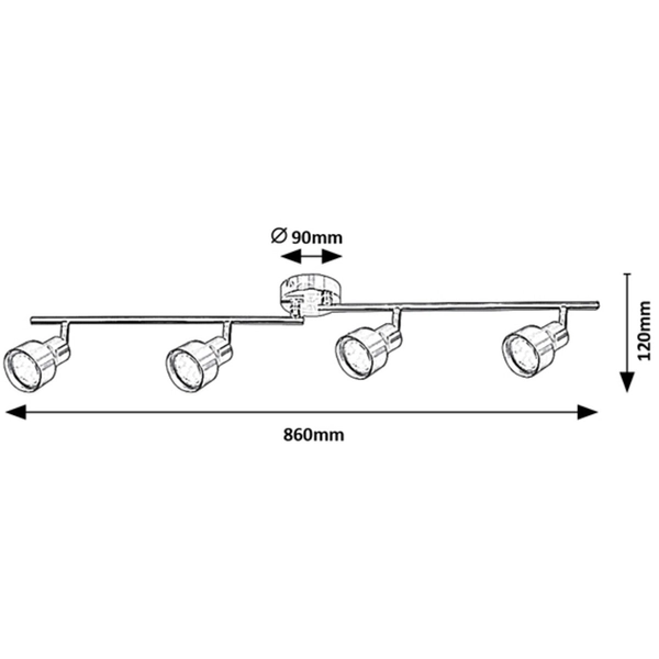 Natynkowa lampa Blake 3186 reflektorki chromowane na listwie do kuchni