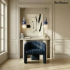 Niebieski fotel wypoczynkowy JOLIE MM001501100360 czarny tkaninowy 72cm