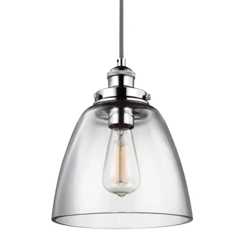 Wisząca LAMPA loftowa FE-BASKIN-P-B-PN Elstead FEISS szklana OPRAWA skandynawska ZWIS hygge polerowany nikiel przezroczysty