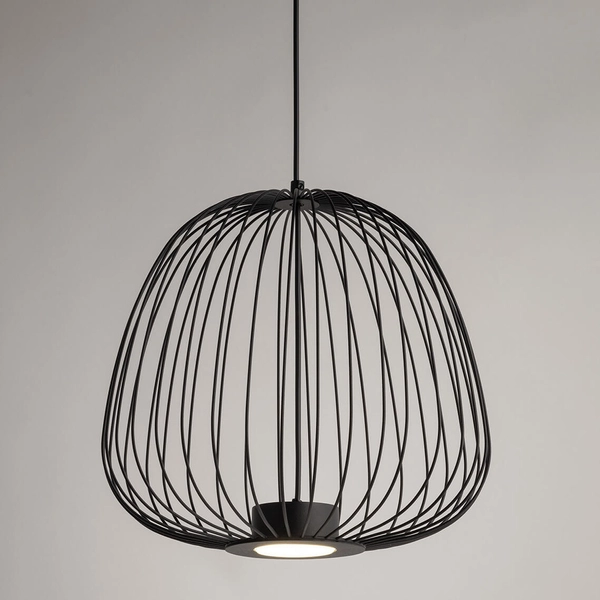 Druciana lampa zwisowa Bell 40878 do kuchni cage koszyk czarna