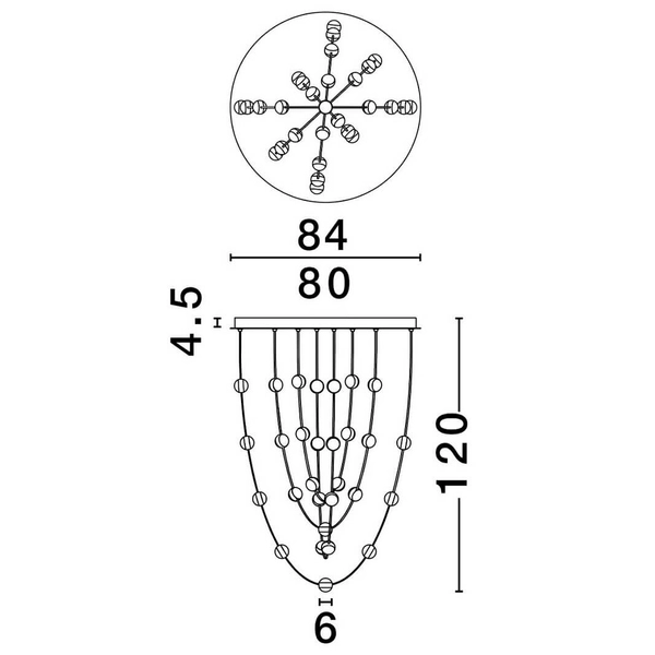 Zwisająca lampa do salonu CUTERVO LE44602 LED 102W 3000K balls czarna złota biała