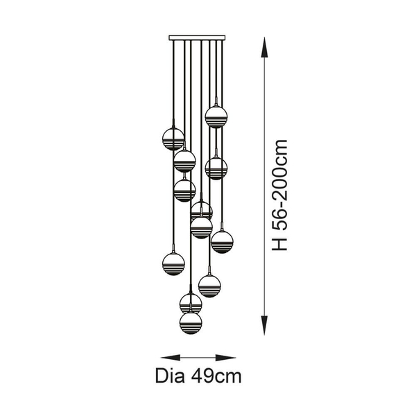 Zwisająca lampa wielopunktowa Paloma 98115 Endon kule chrom złoty przezroczysty